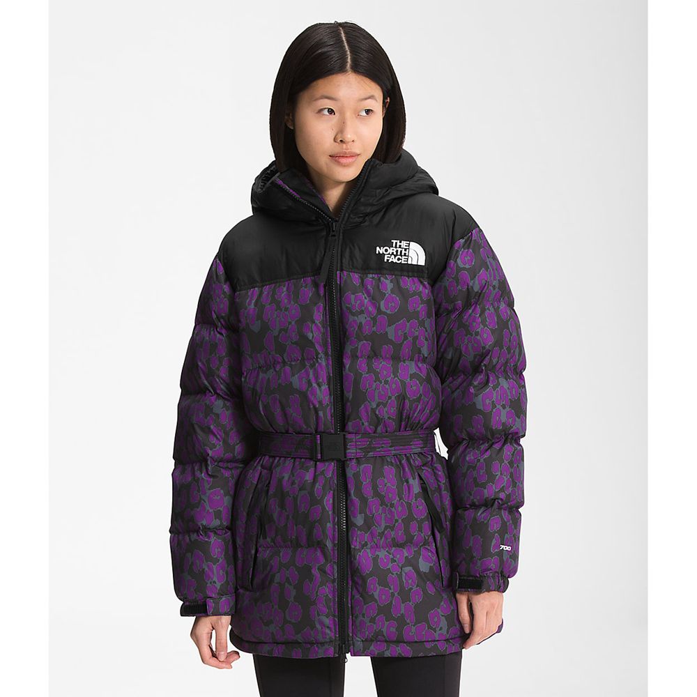 The North Face Nuptse Jacket Womens Australia - The North Face Printed Belted Mid Purple Leopard / B